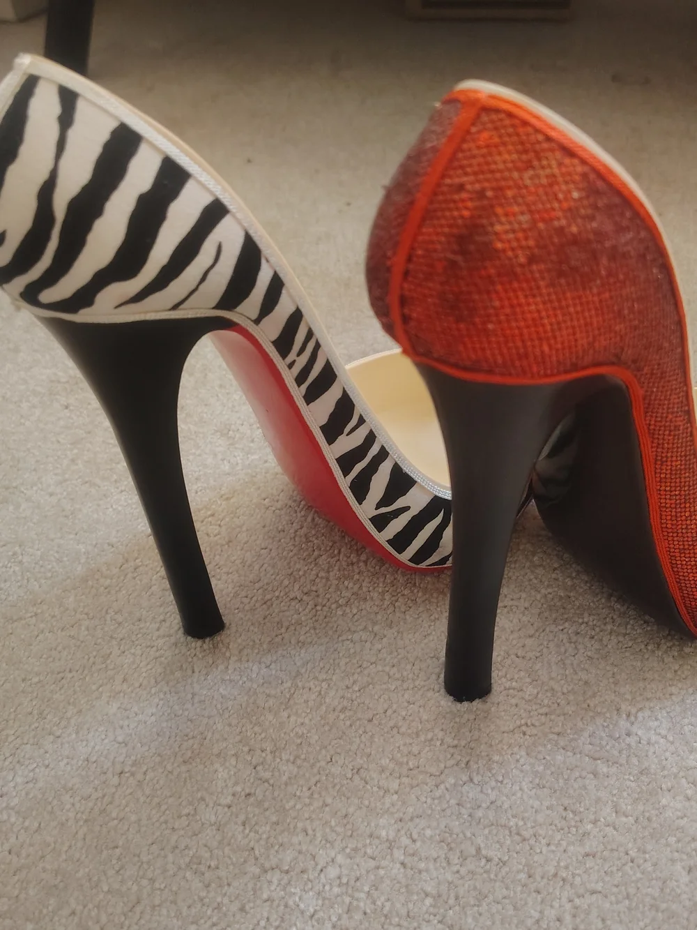 Kirklands Zebra Print and Red Accent Decorative High Heel Wine Bottle Holders